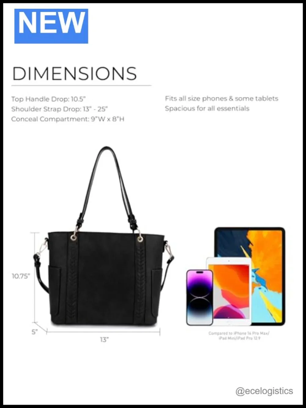 Faux Leather Concealed Carry Tote with Lock and Holster